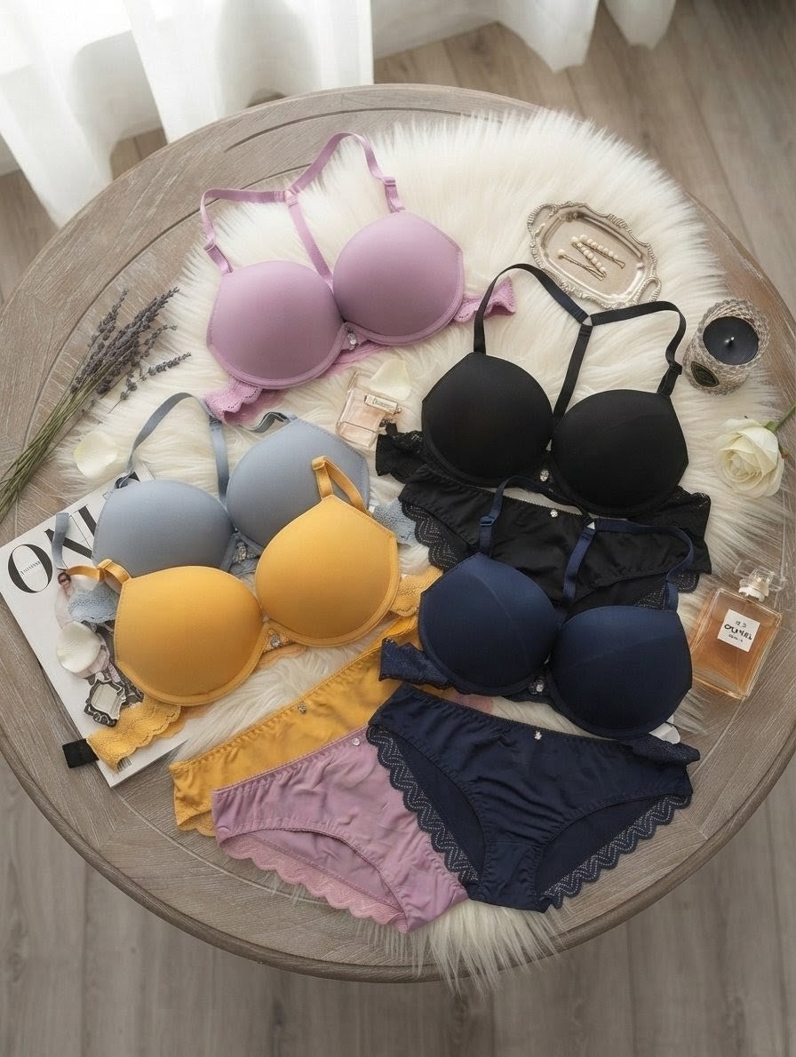 Pearl Accent Double-Padded Push-Up Bra Set in Pakistan – Safaa.pk