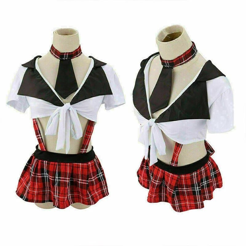Red Plaid Schoolgirl Cosplay Lingerie Set in Pakistan – Safaa.pk