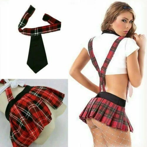 Red Plaid Schoolgirl Cosplay Lingerie Set in Pakistan – Safaa.pk