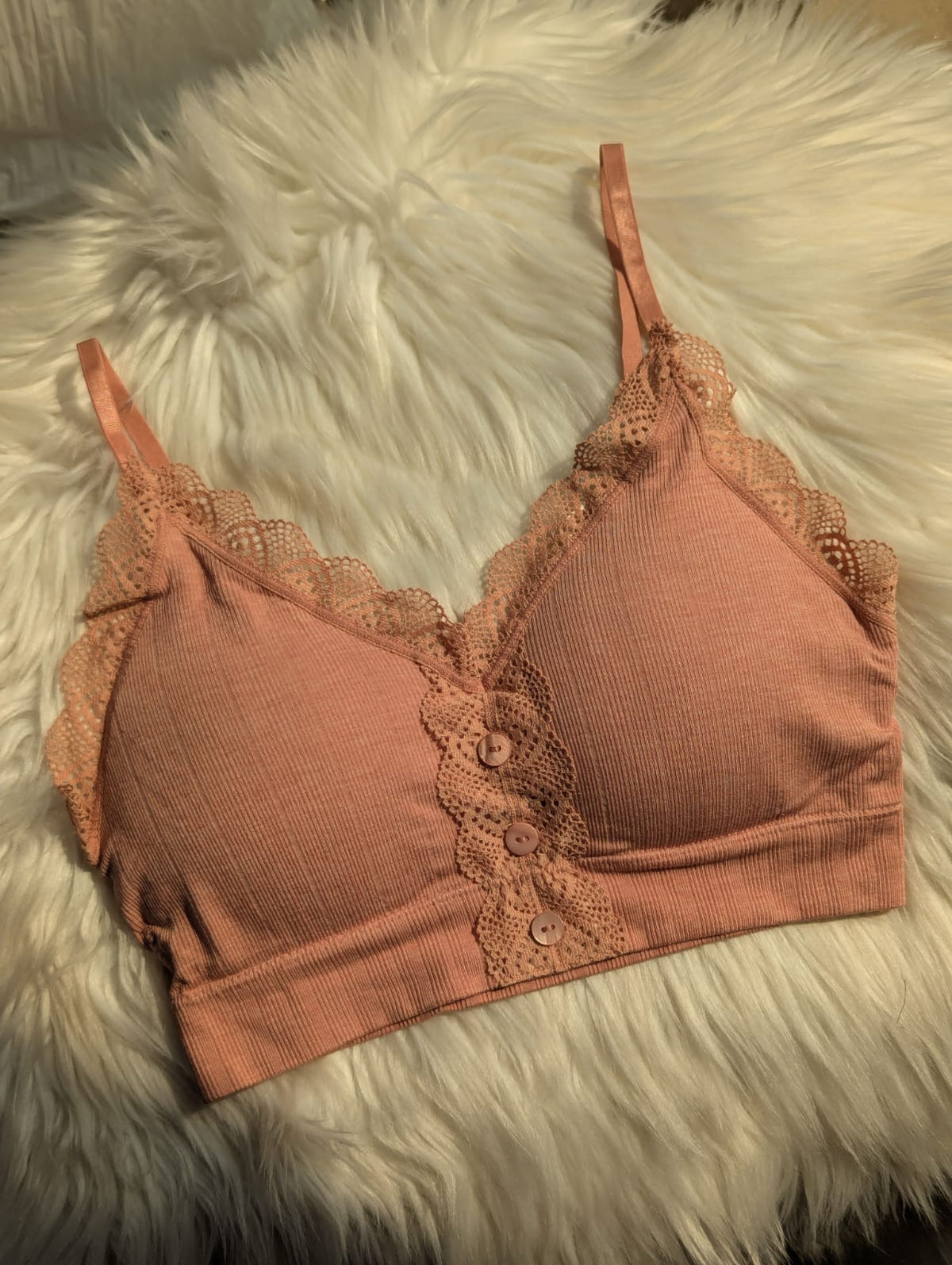 Ribbed Lace Bralette with Front Buttons in Pakistan – Safaa.pk
