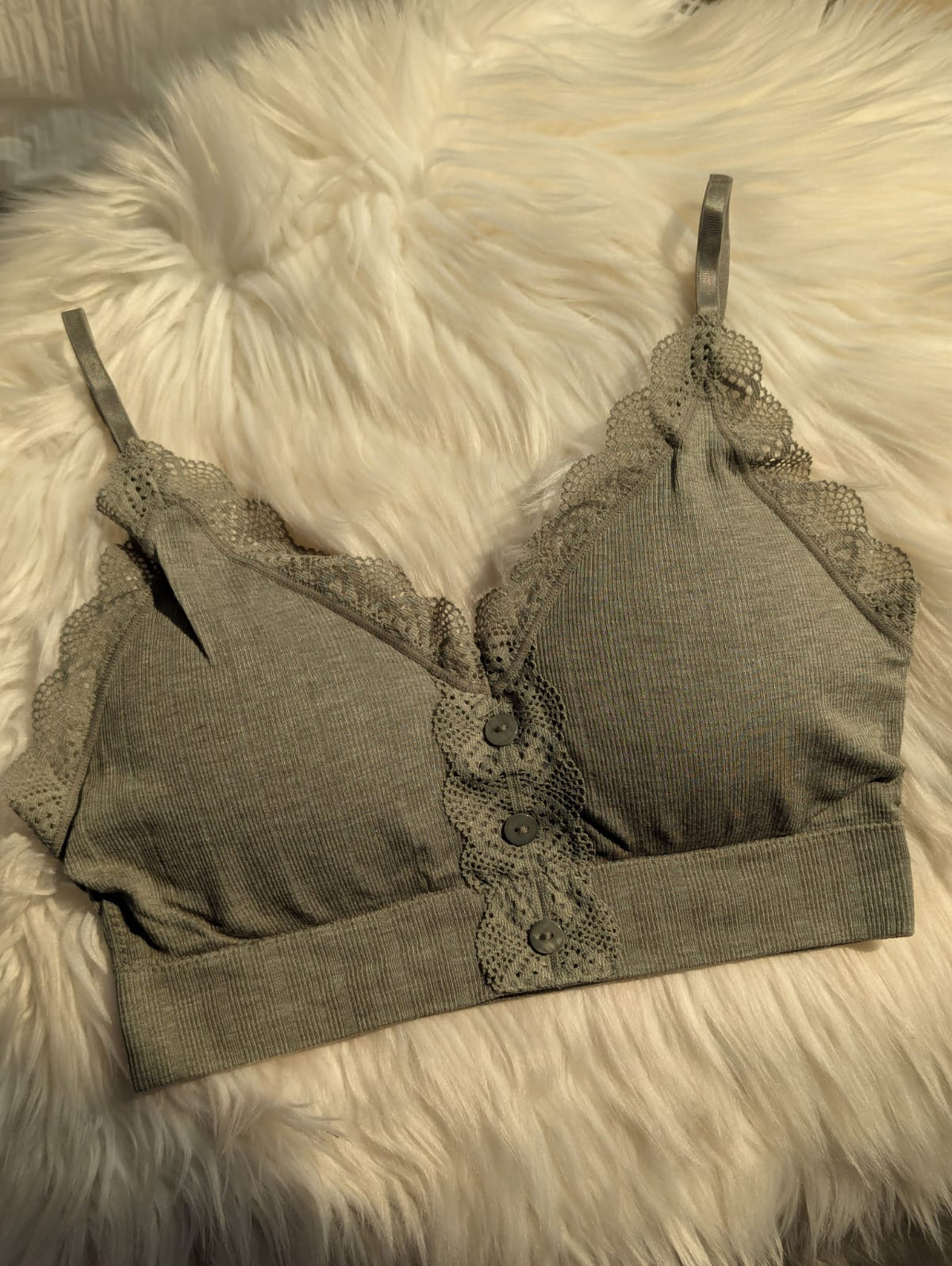Ribbed Lace Bralette with Front Buttons in Pakistan – Safaa.pk