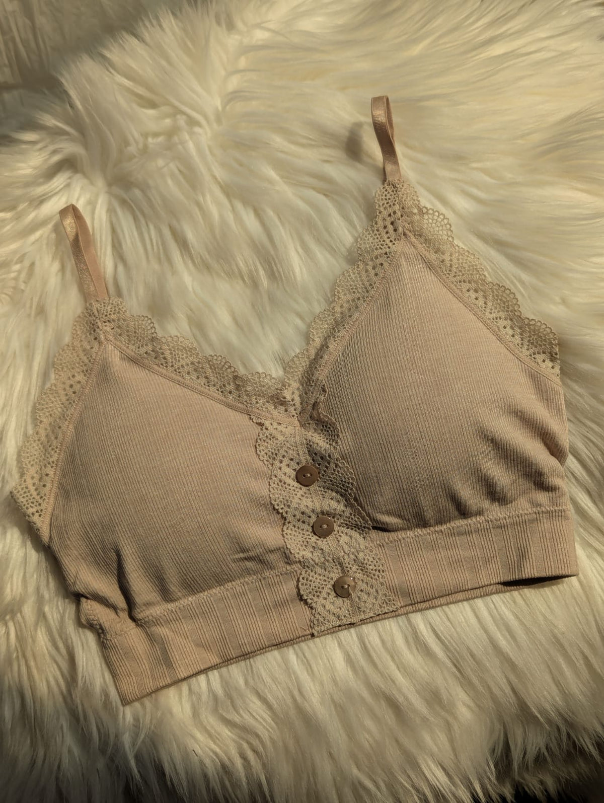 Ribbed Lace Bralette with Front Buttons in Pakistan – Safaa.pk