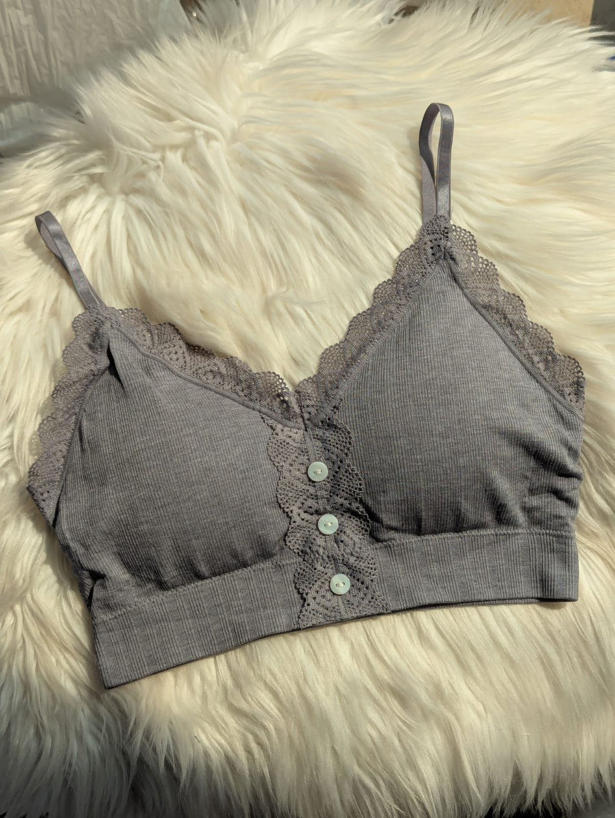 Ribbed Lace Bralette with Front Buttons in Pakistan – Safaa.pk
