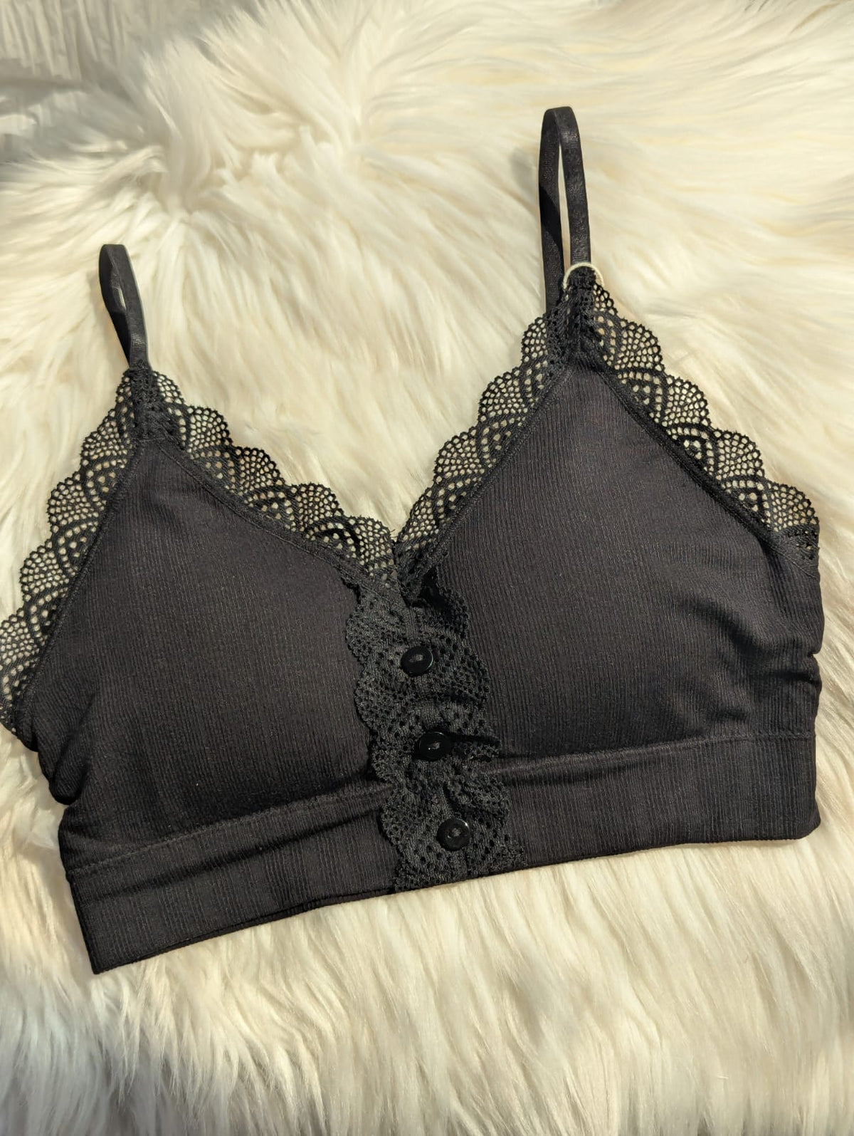 Ribbed Lace Bralette with Front Buttons in Pakistan – Safaa.pk