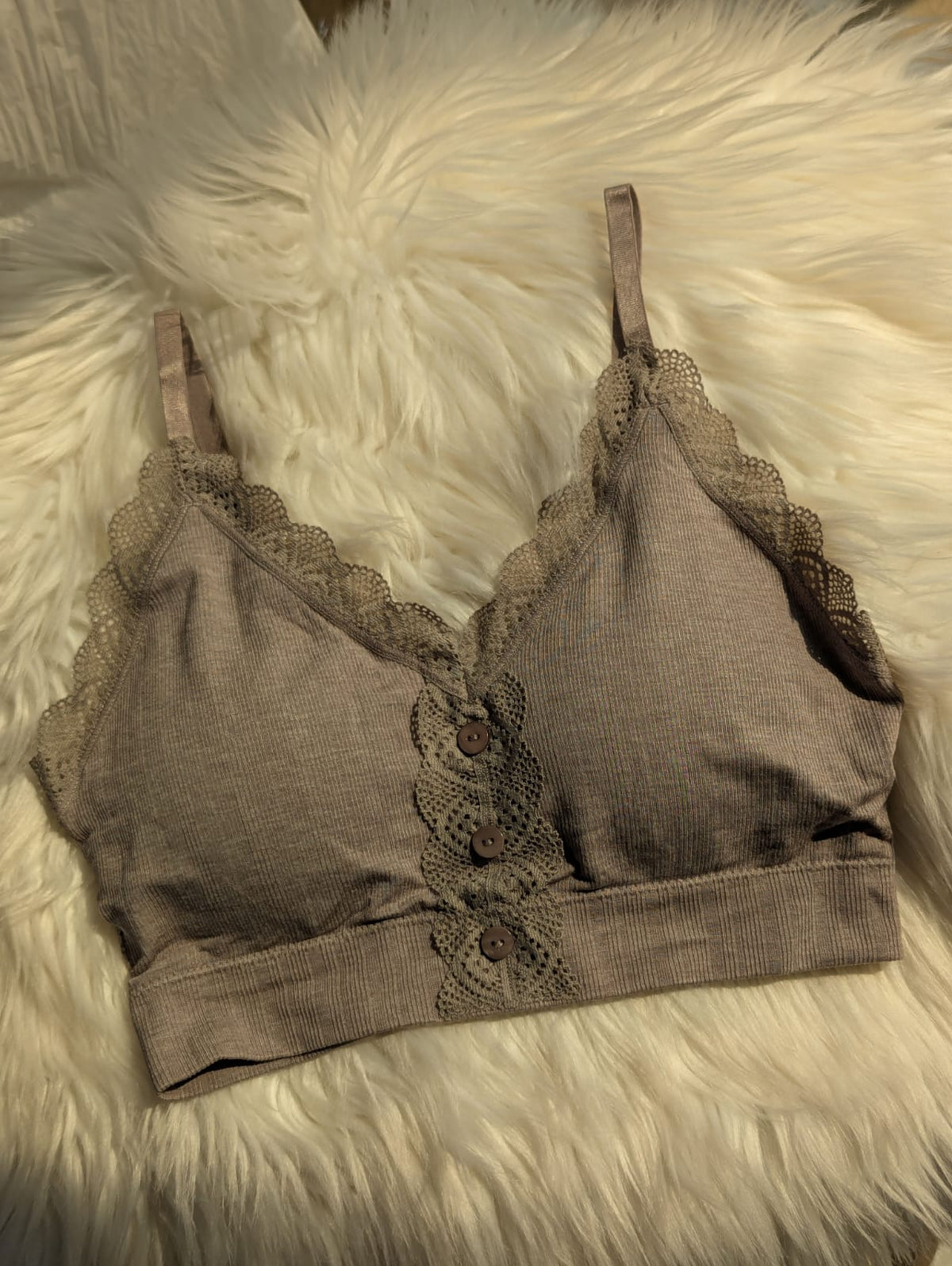 Ribbed Lace Bralette with Front Buttons in Pakistan – Safaa.pk