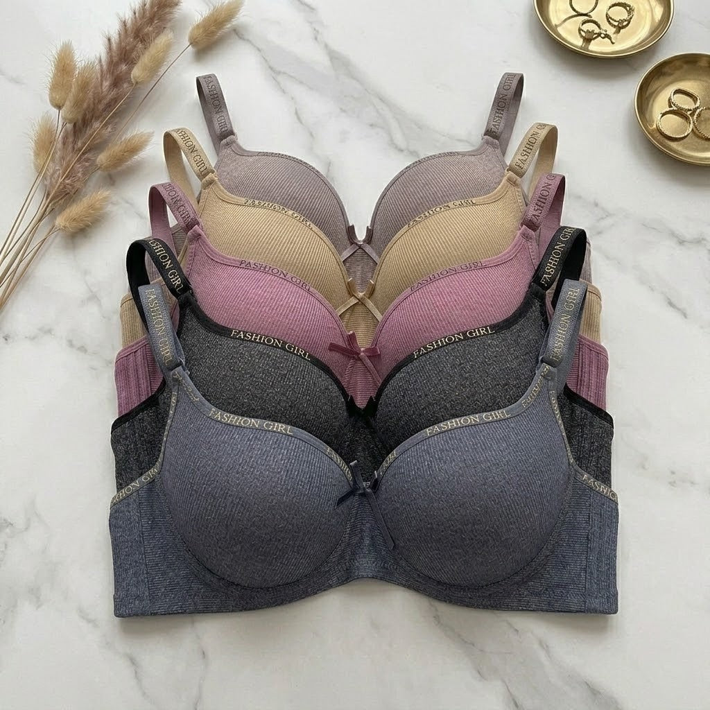 Ribbed Padded Underwire Bra with FASHION GIRL Wide Straps in Pakistan – Safaa.pk