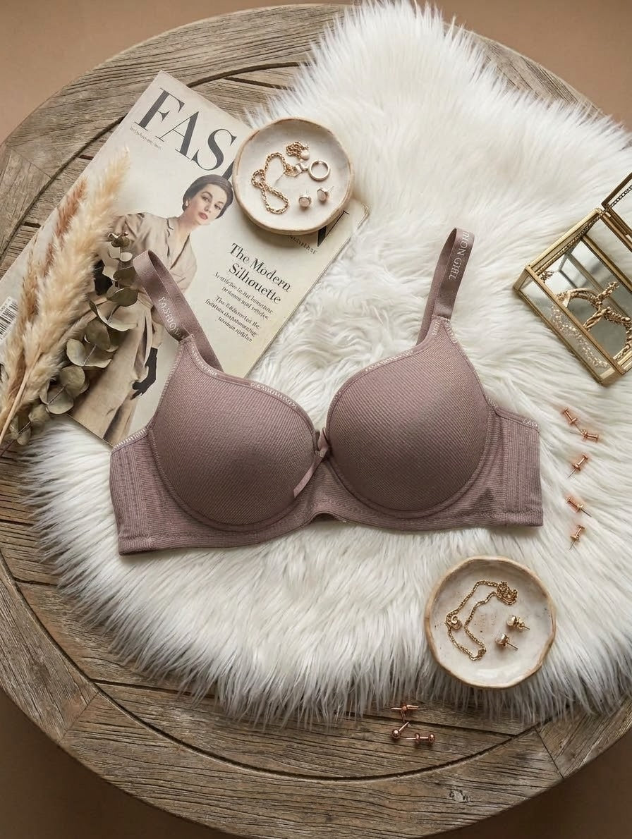Ribbed Padded Underwire Bra with FASHION GIRL Wide Straps in Pakistan – Safaa.pk
