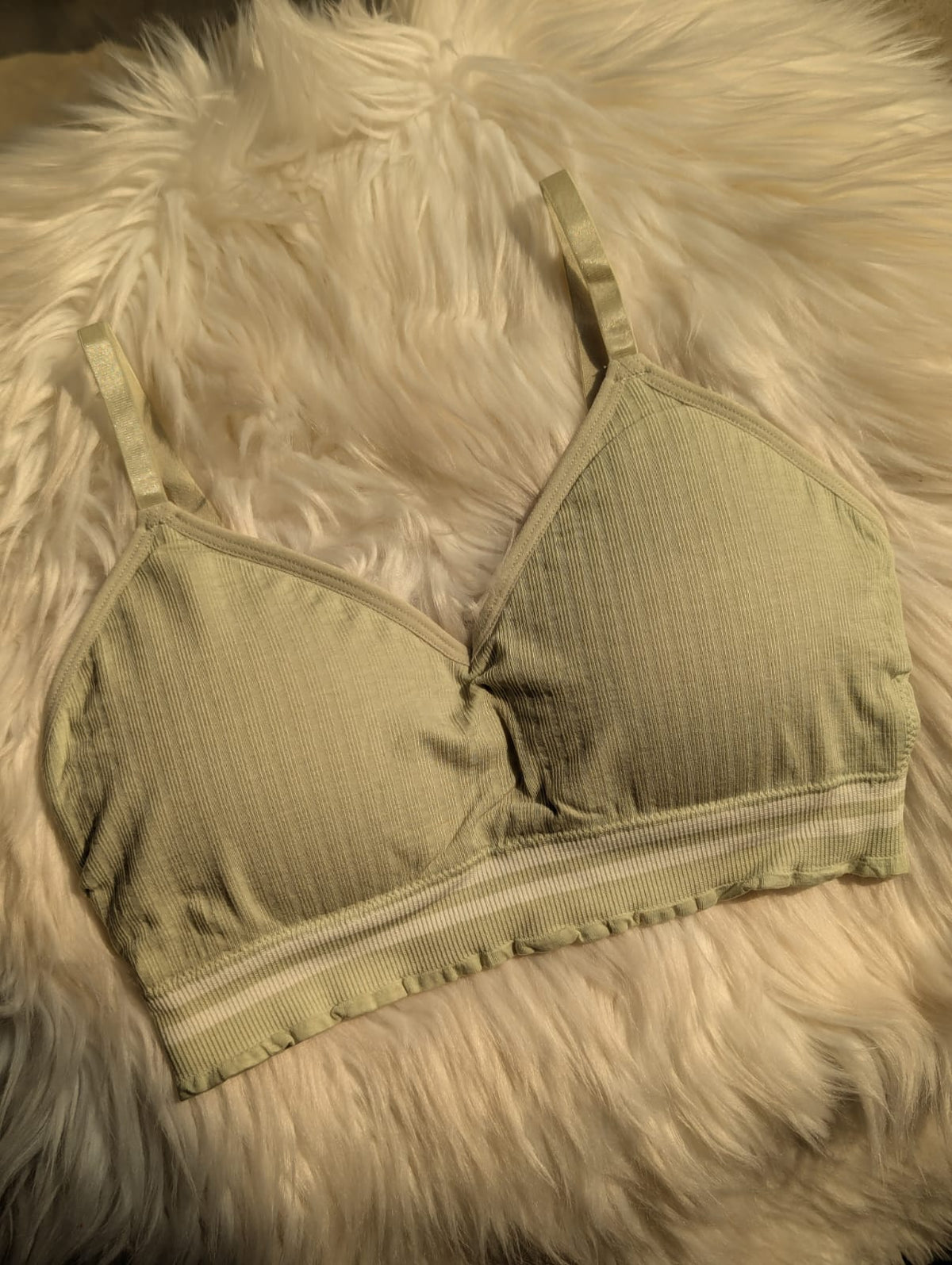 Ribbed Triangle Bralette – Striped Band & light Padding | Safaa.pk