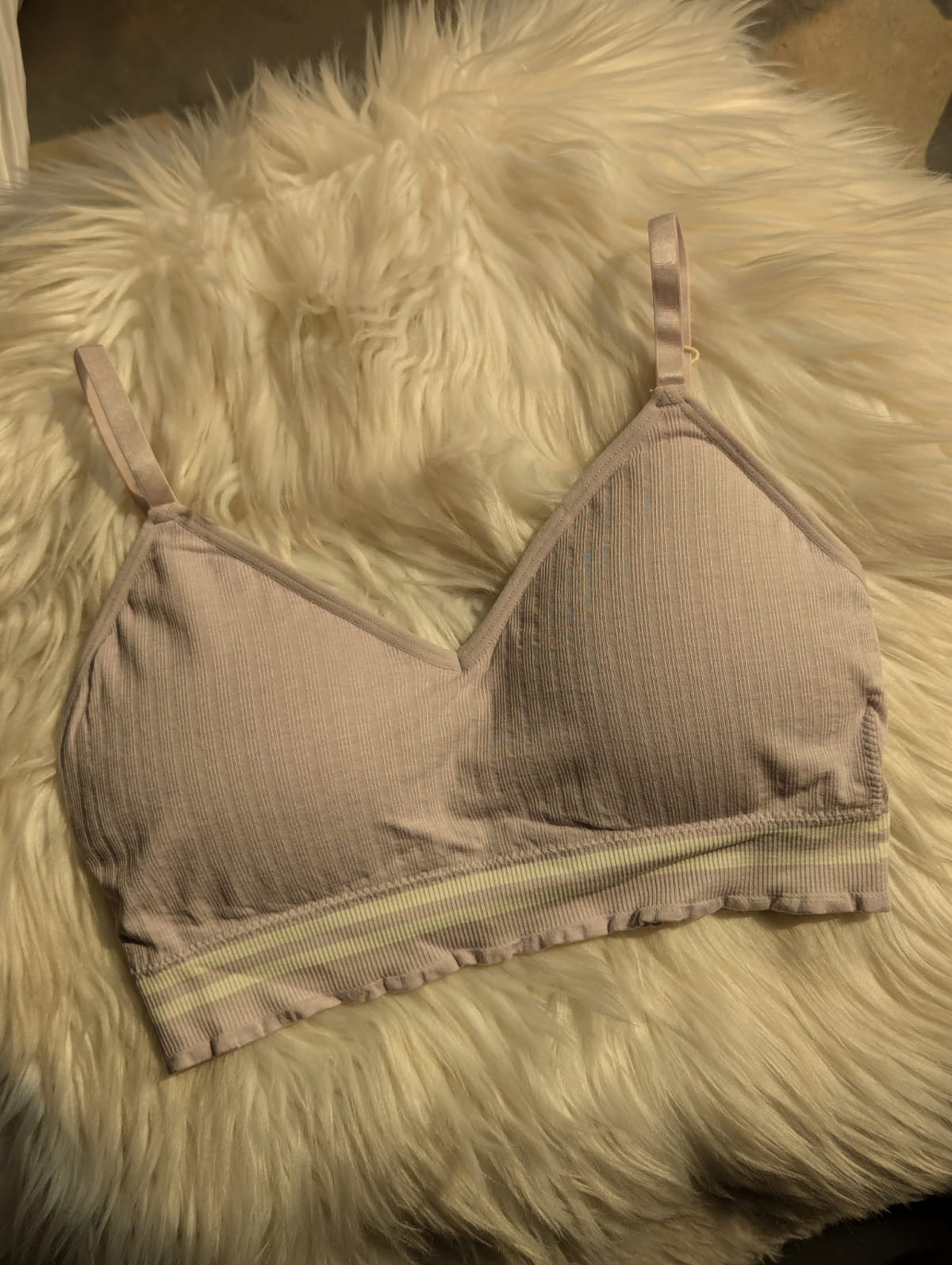 Ribbed Triangle Bralette – Striped Band & light Padding | Safaa.pk