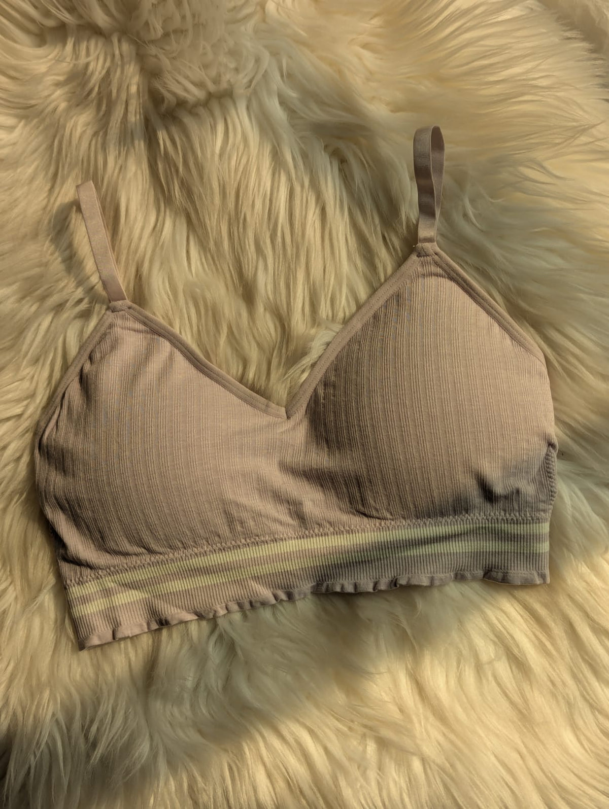 Ribbed Triangle Bralette – Striped Band & light Padding | Safaa.pk