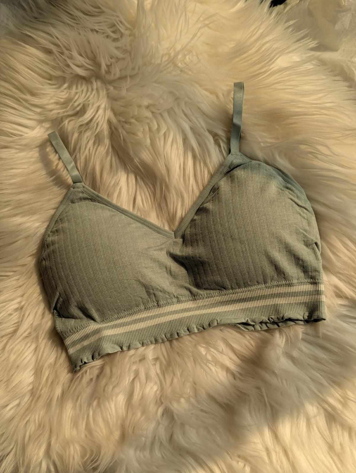 Ribbed Triangle Bralette – Striped Band & light Padding | Safaa.pk
