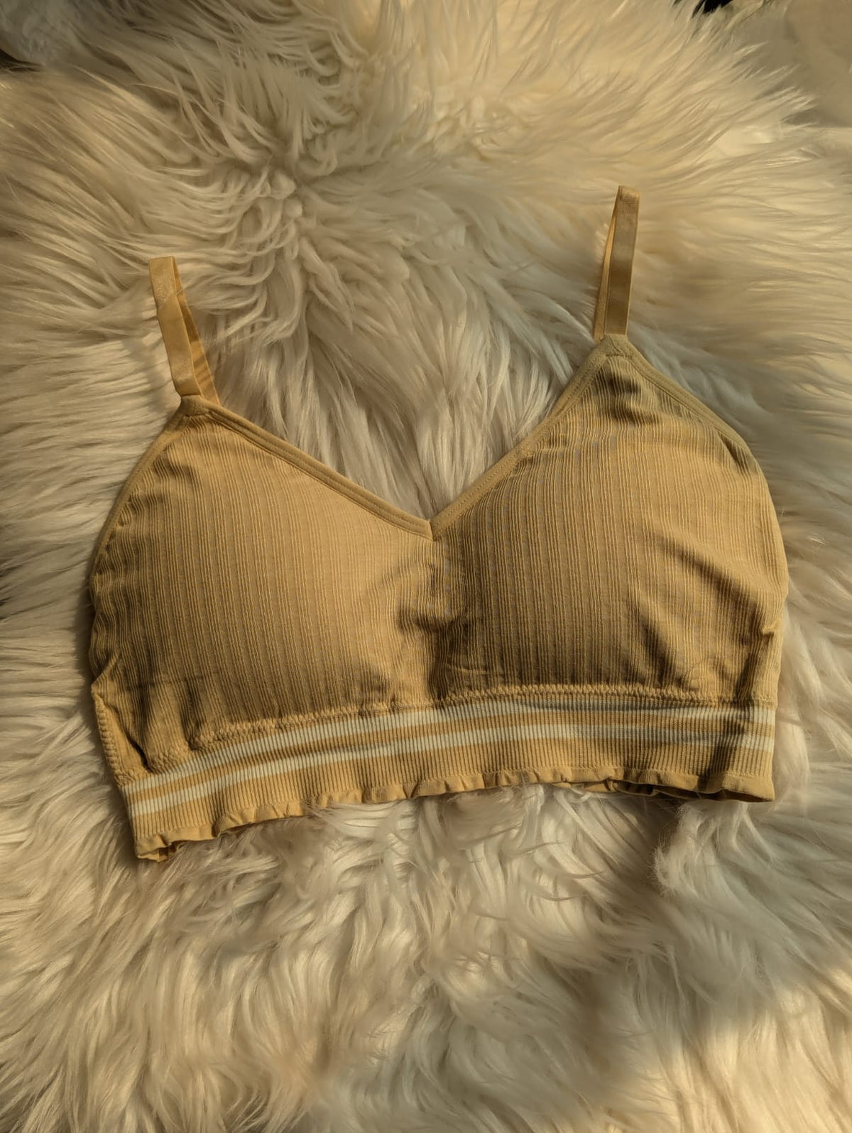 Ribbed Triangle Bralette – Striped Band & light Padding | Safaa.pk