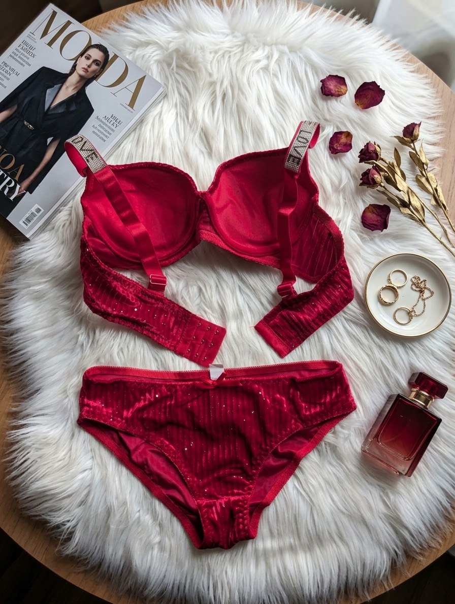 Ribbed Velvet Bra Set with Glitter in Pakistan – Safaa.pk