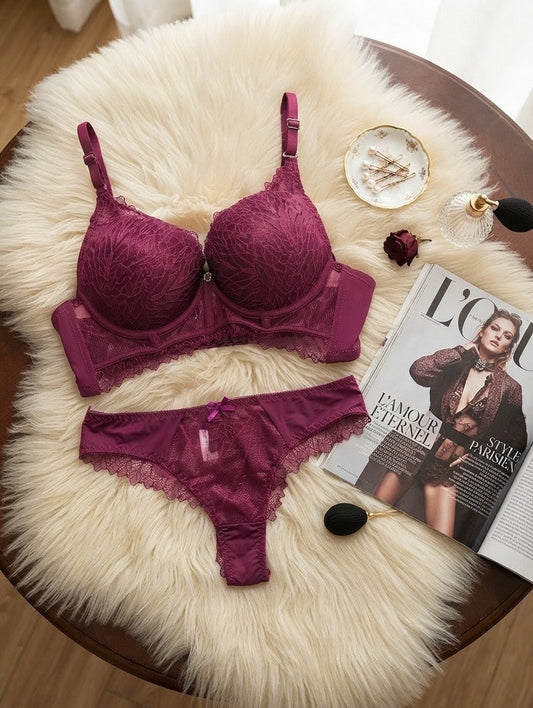 Rose Charm Padded Lace Underwire Bra Set in Pakistan – Safaa.pk