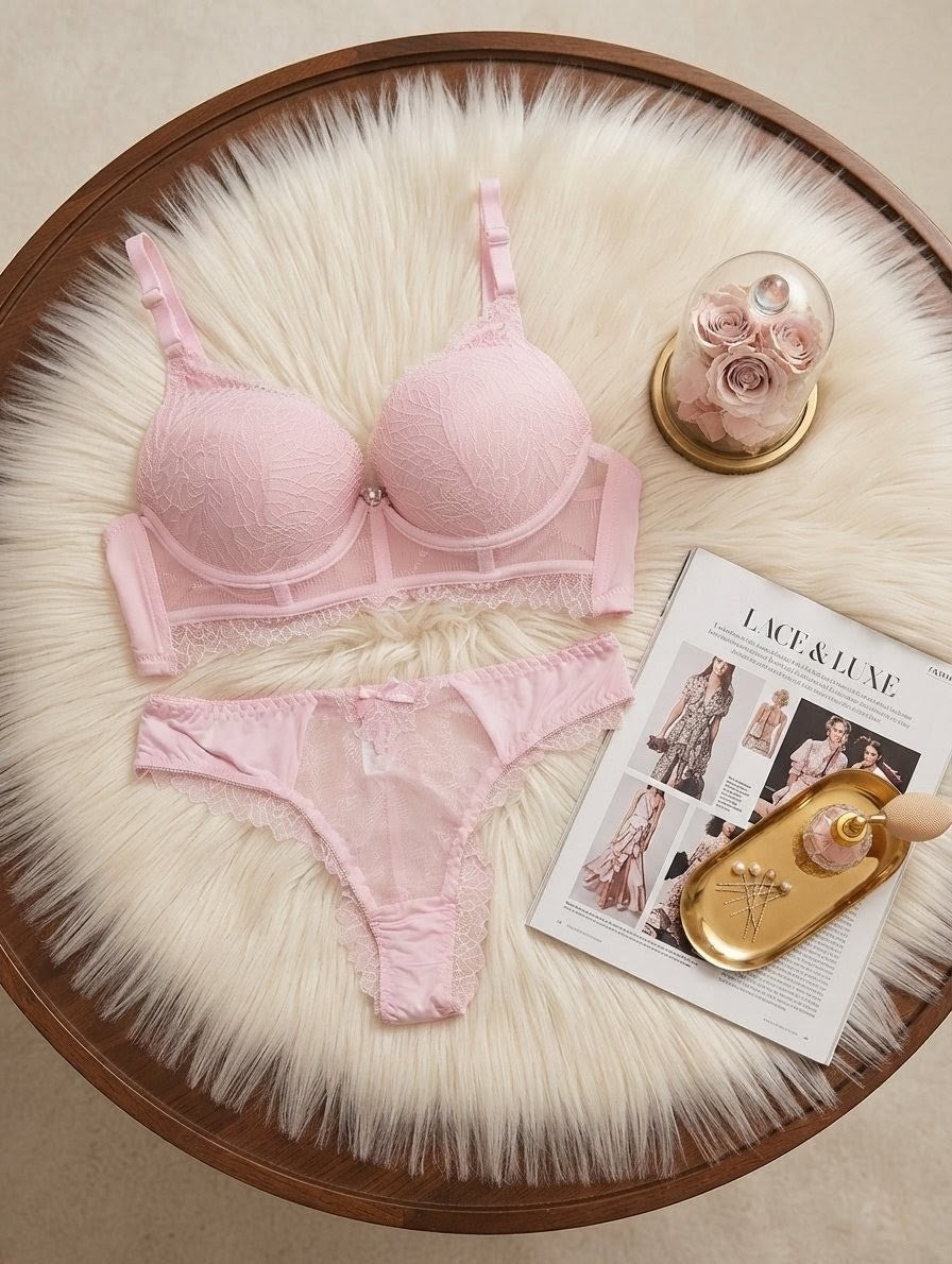 Rose Charm Padded Lace Underwire Bra Set in Pakistan – Safaa.pk