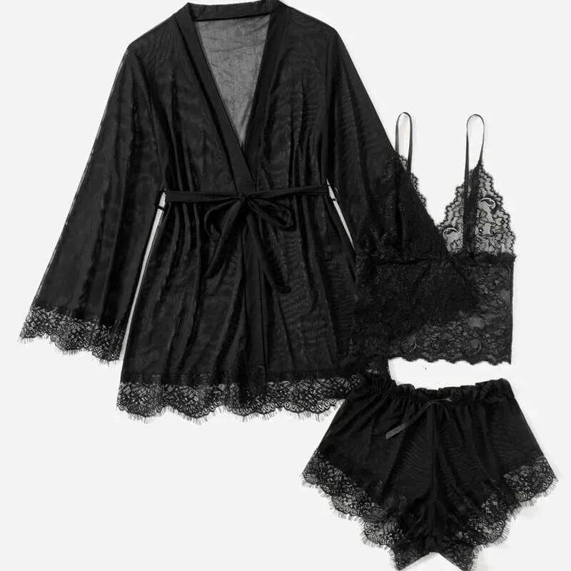 Satin & Lace 3-Piece Lingerie Set in Pakistan – Safaa.pk