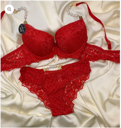 Bridal Lingerie Set with Pearl-Embellished Straps (SPBS 0082)