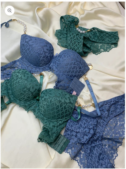 Bridal Lingerie Set with Pearl-Embellished Straps (SPBS 0082)