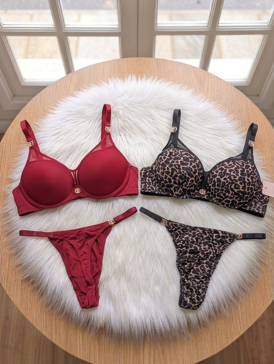 Seamless VC push up bridal bra set with net design and matching panty