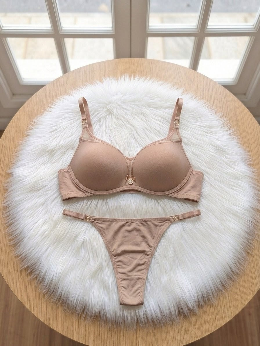 Seamless VC push up bridal bra set with net design and matching panty