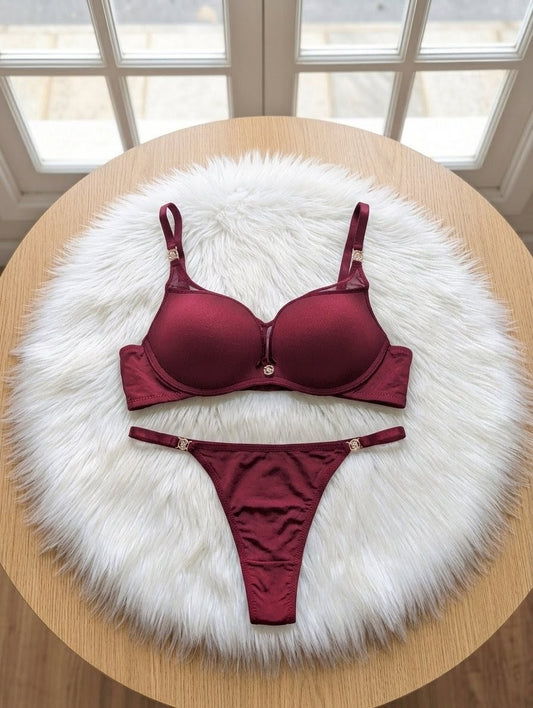 Seamless VC push up bridal bra set with net design and matching panty