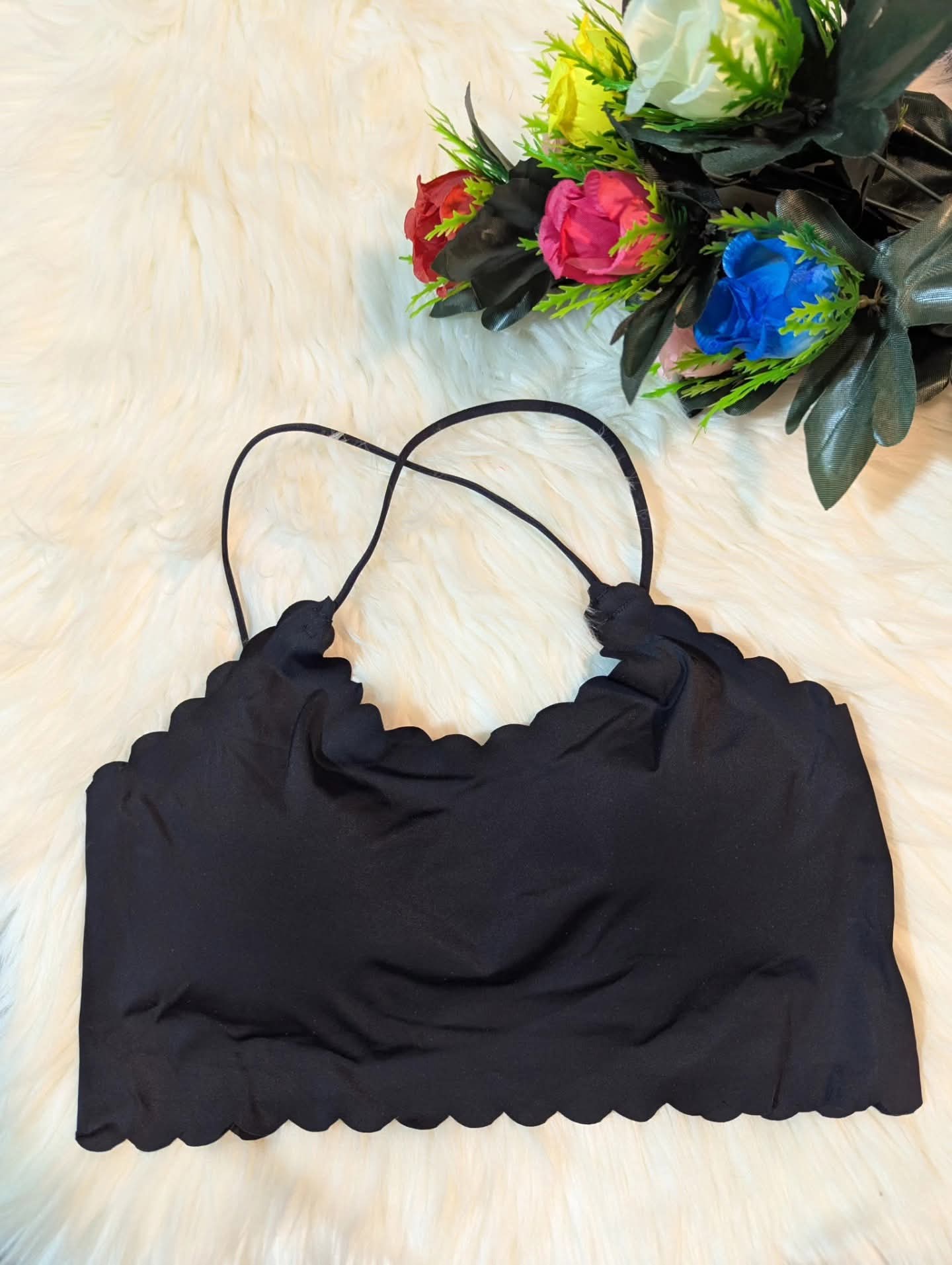 Seamless padded non-wired bralette for girls with stylish back design in black, white, and brown