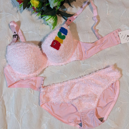 Cute Faux Fur Sexy Bra & Panty Set – Perfect for Brides