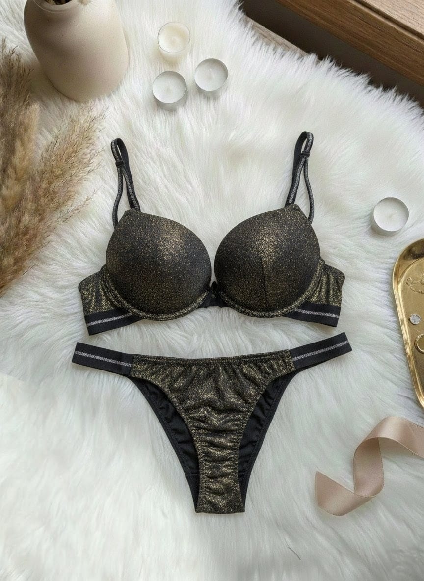 Shiny Double Padded Push Up Bra Set in Pakistan – Safaa.pk