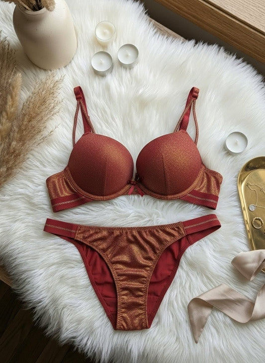 Shiny Double Padded Push Up Bra Set in Pakistan – Safaa.pk