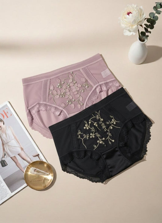 Silk embroidered net period panties pack in Pakistan – Safaa.pk