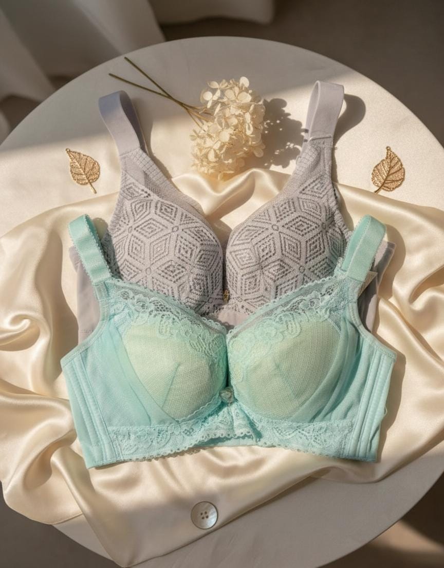 Sky & Grey double padded push up bra pack 32B in Pakistan – Safaa.pk