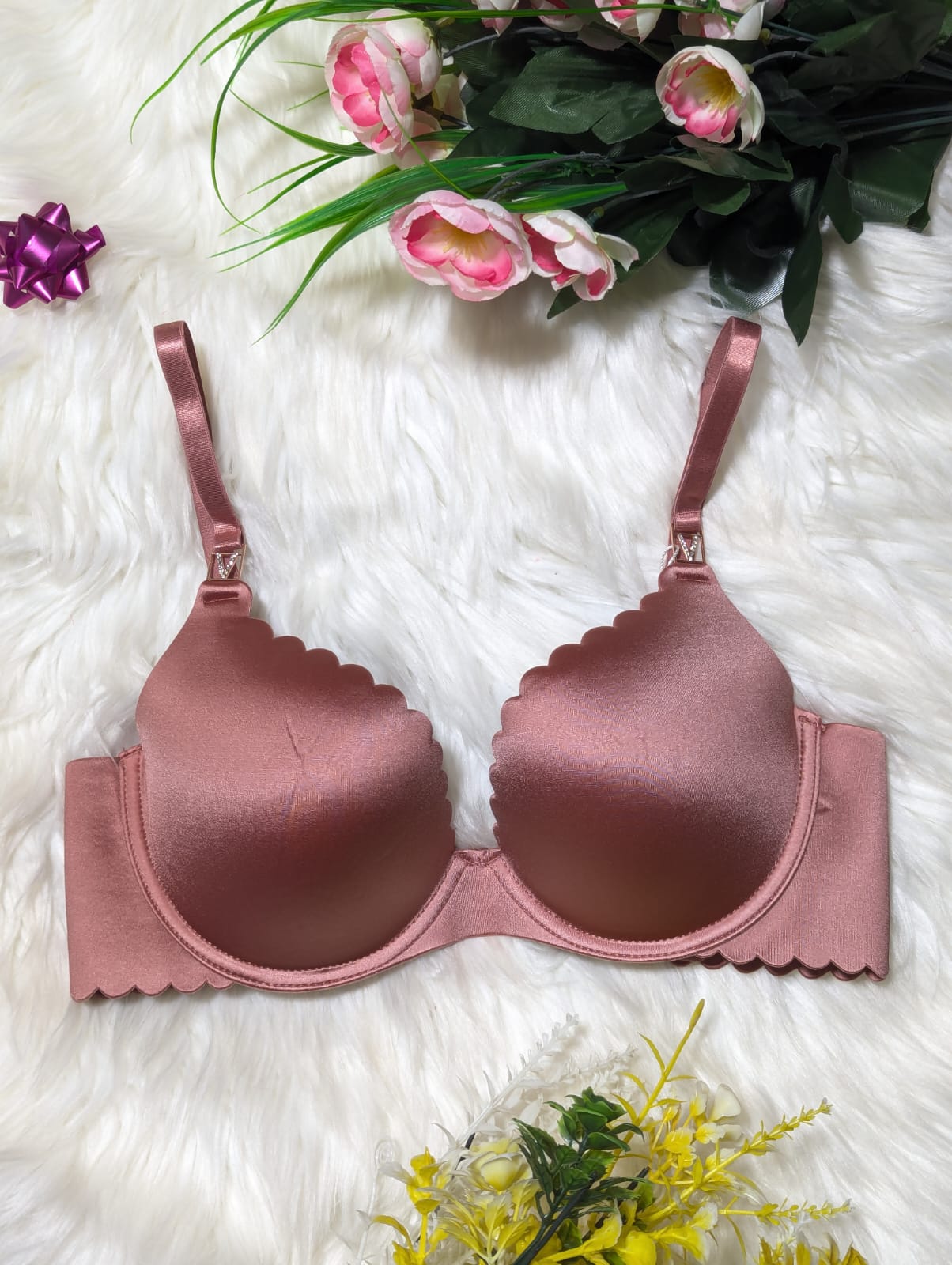 Smooth & Elegant Soft Silk Lingerie - Seamless Single Padded Bra