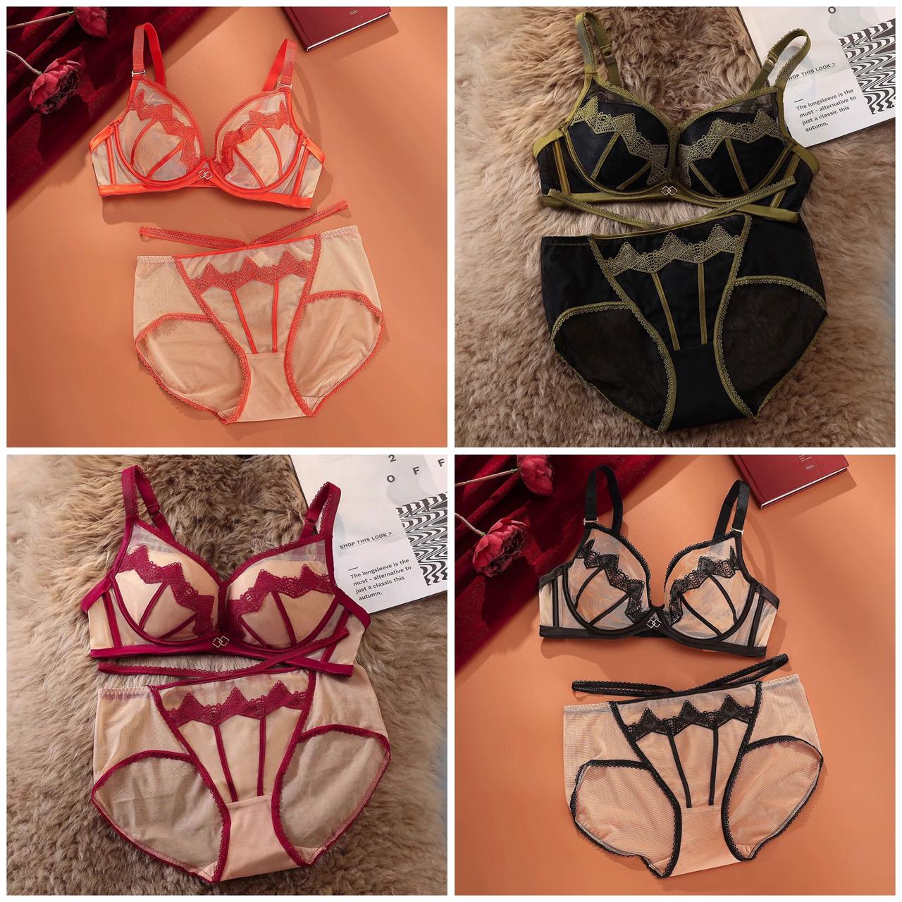 Soft Padded Lace Dual Tone Bra Set in Pakistan – Safaa.pk