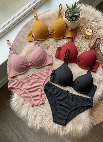 Textured Push Up T-Shirt Bra Set in Pakistan – Safaa.pk