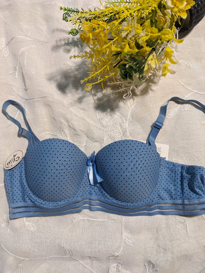 Trendy Half Cup Padded Bra – Soft Dot Print Lingerie for Women