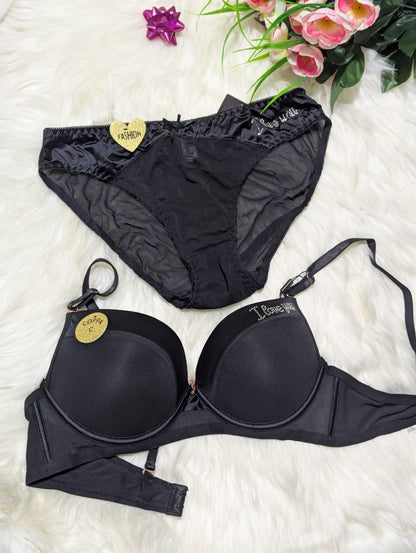 Underwired Elegant Single Padded Push Up Bra Set