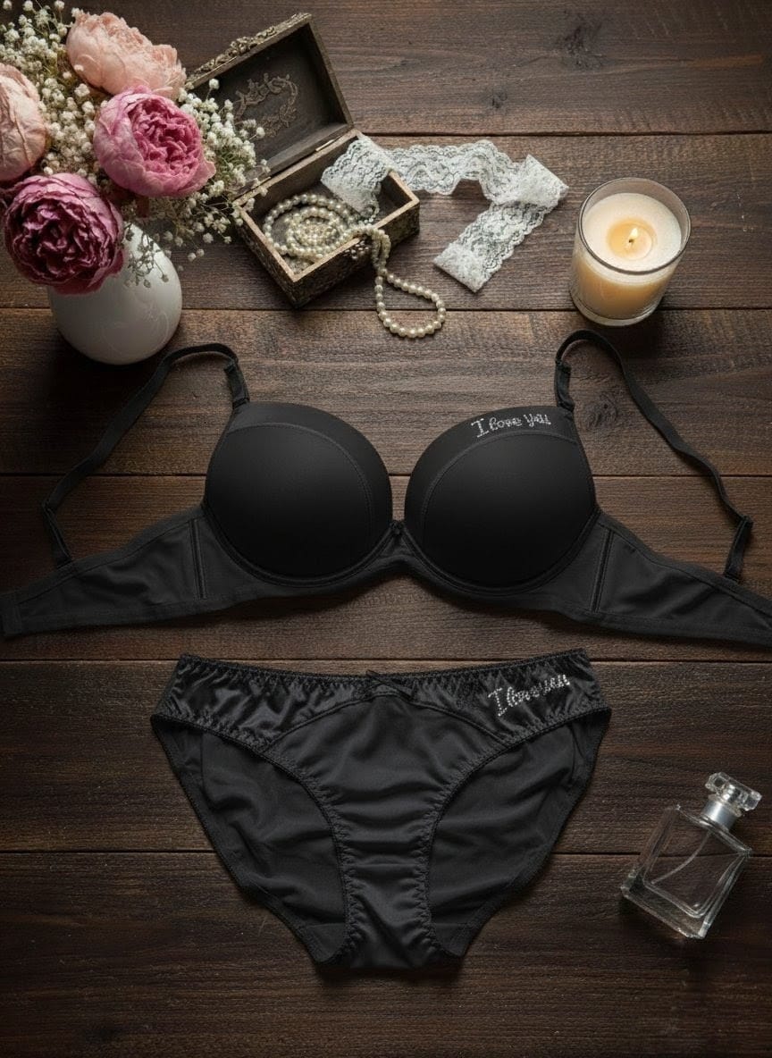 Underwired Elegant Single Padded Push Up Bra Set