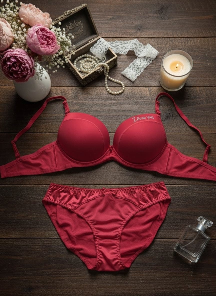 Underwired Elegant Single Padded Push Up Bra Set