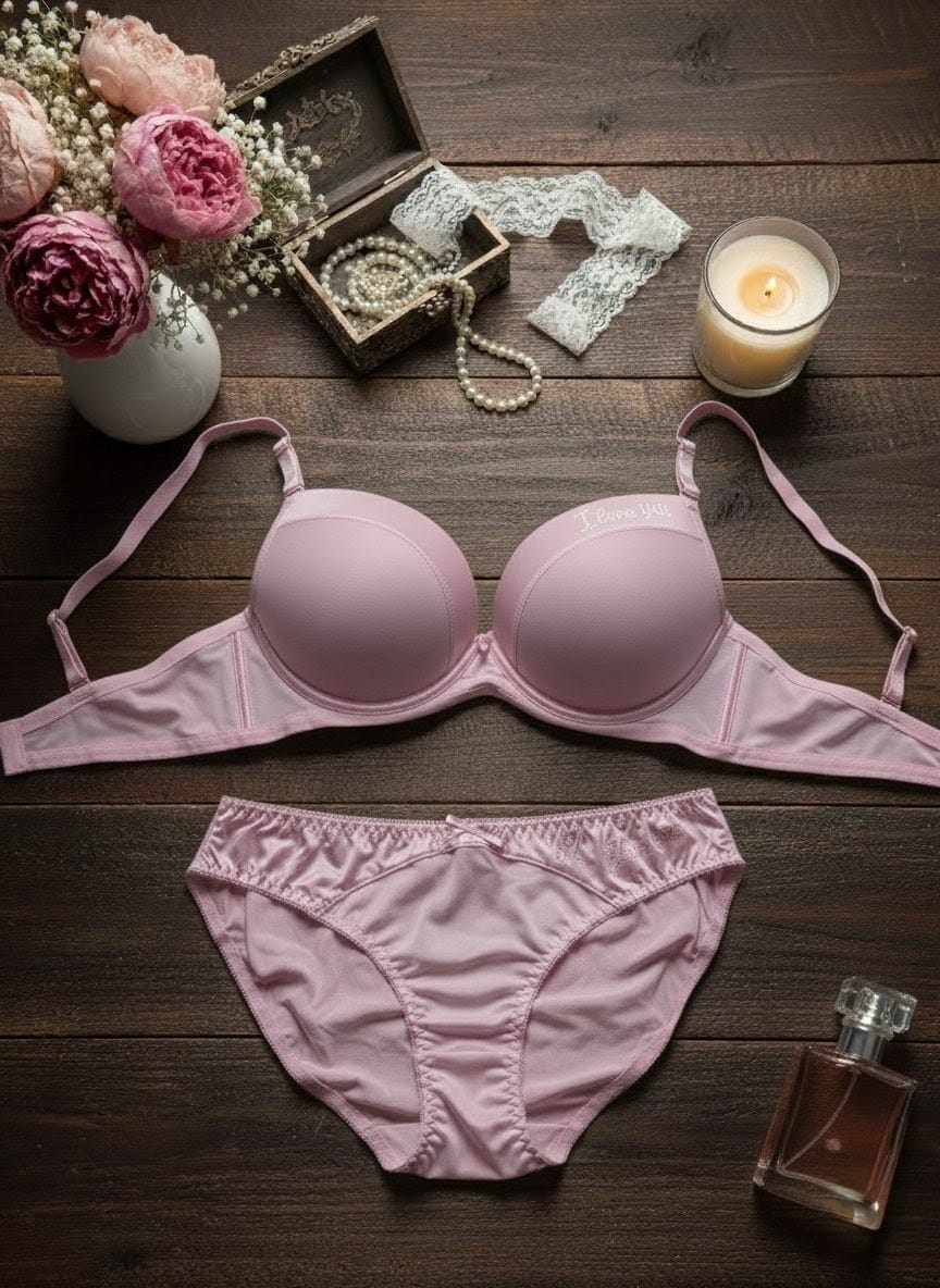 Underwired Elegant Single Padded Push Up Bra Set