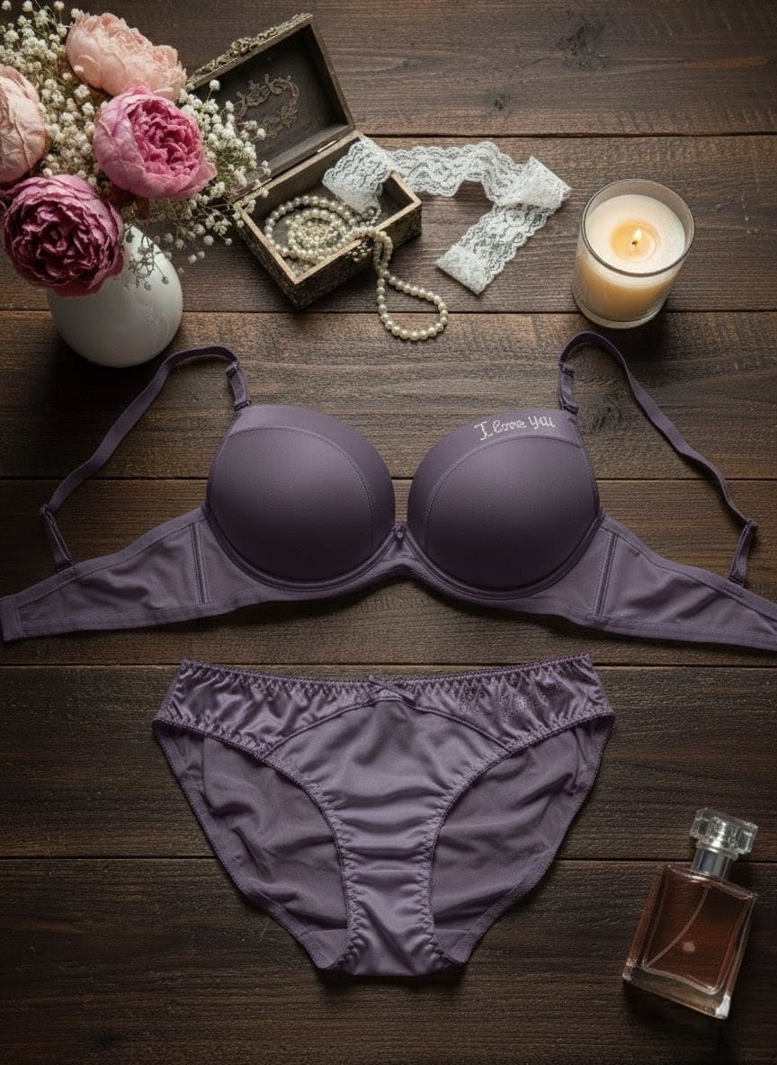 Underwired Elegant Single Padded Push Up Bra Set