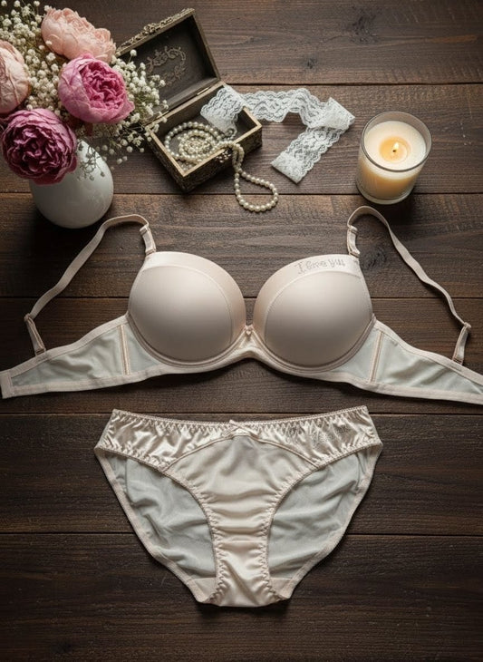 Underwired Elegant Single Padded Push Up Bra Set