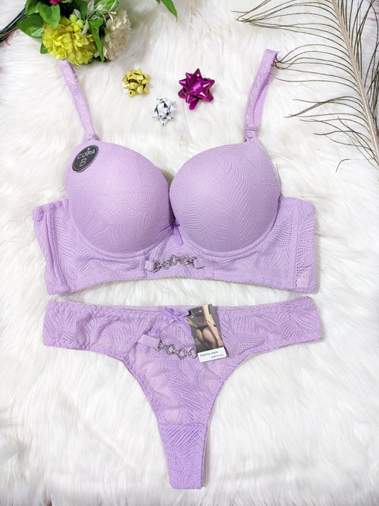 Chain-embellished single-padded bra (SPBS 0067)