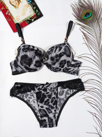Elegant Thin Pad Printed Bra Set (SPBS 0073)