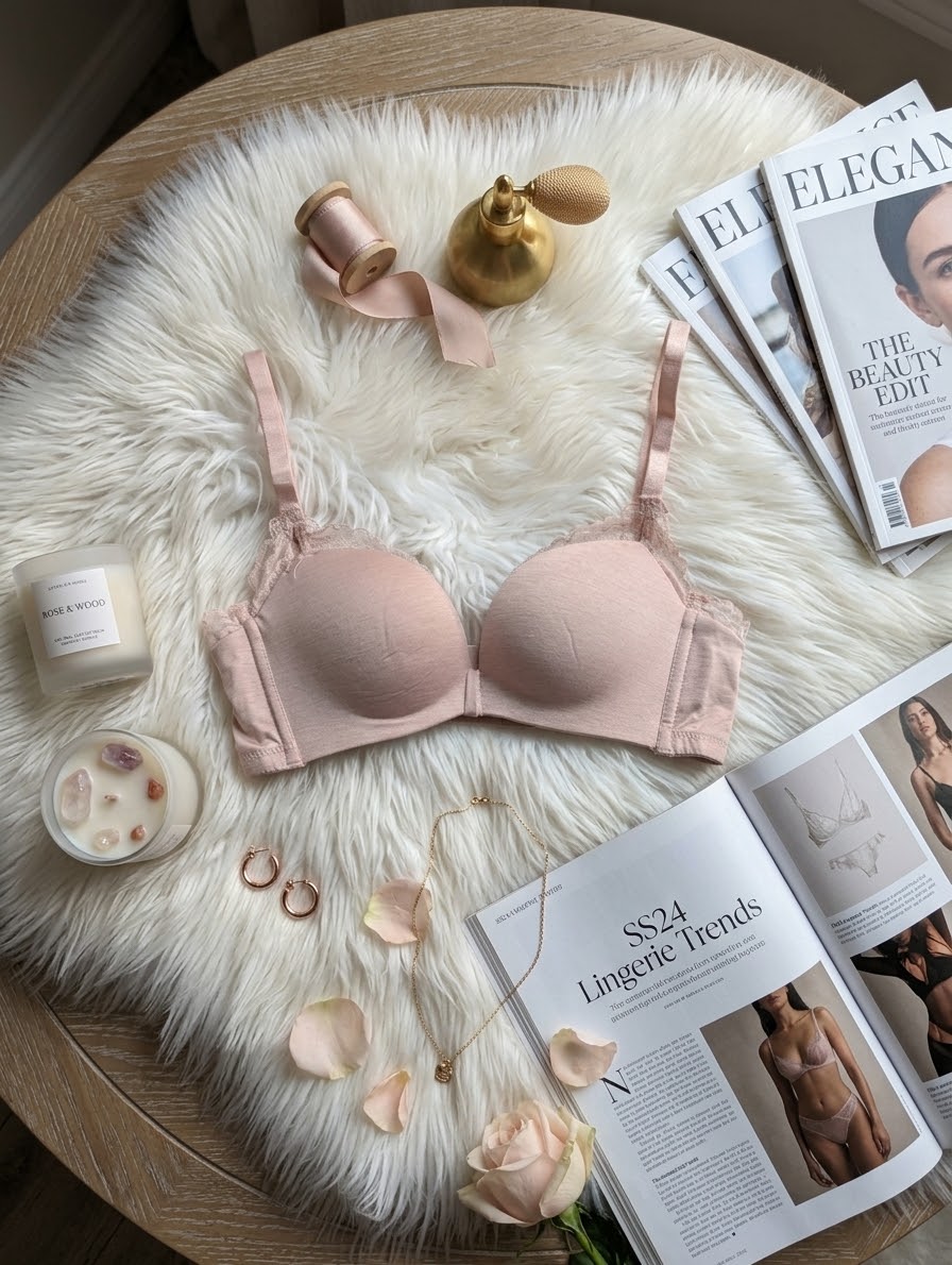 Wireless Cotton-Blend T-Shirt Bra with Molded Cups and Lace Trim in Pakistan – Safaa.pk