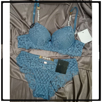 Bridal Lingerie Set with Pearl-Embellished Straps (SPBS 0082)