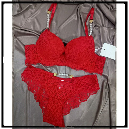 Bridal Lingerie Set with Pearl-Embellished Straps (SPBS 0082)