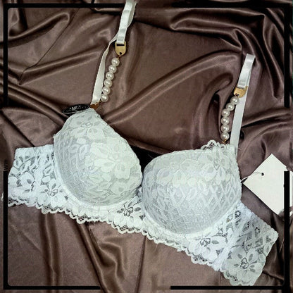 Bridal Lingerie Set with Pearl-Embellished Straps (SPBS 0082)