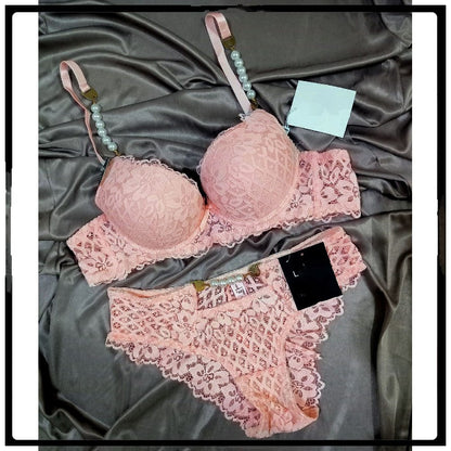 Bridal Lingerie Set with Pearl-Embellished Straps (SPBS 0082)