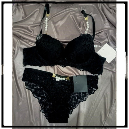 Bridal Lingerie Set with Pearl-Embellished Straps (SPBS 0082)