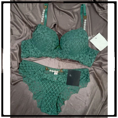 Bridal Lingerie Set with Pearl-Embellished Straps (SPBS 0082)